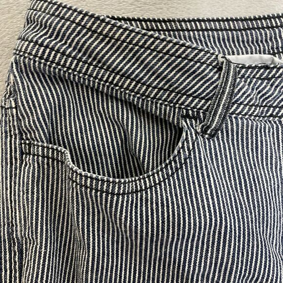 Chicos Pants Womens 0 Small Blue White Stripe Pockets Vintage Lagenlook - Picture 4 of 13